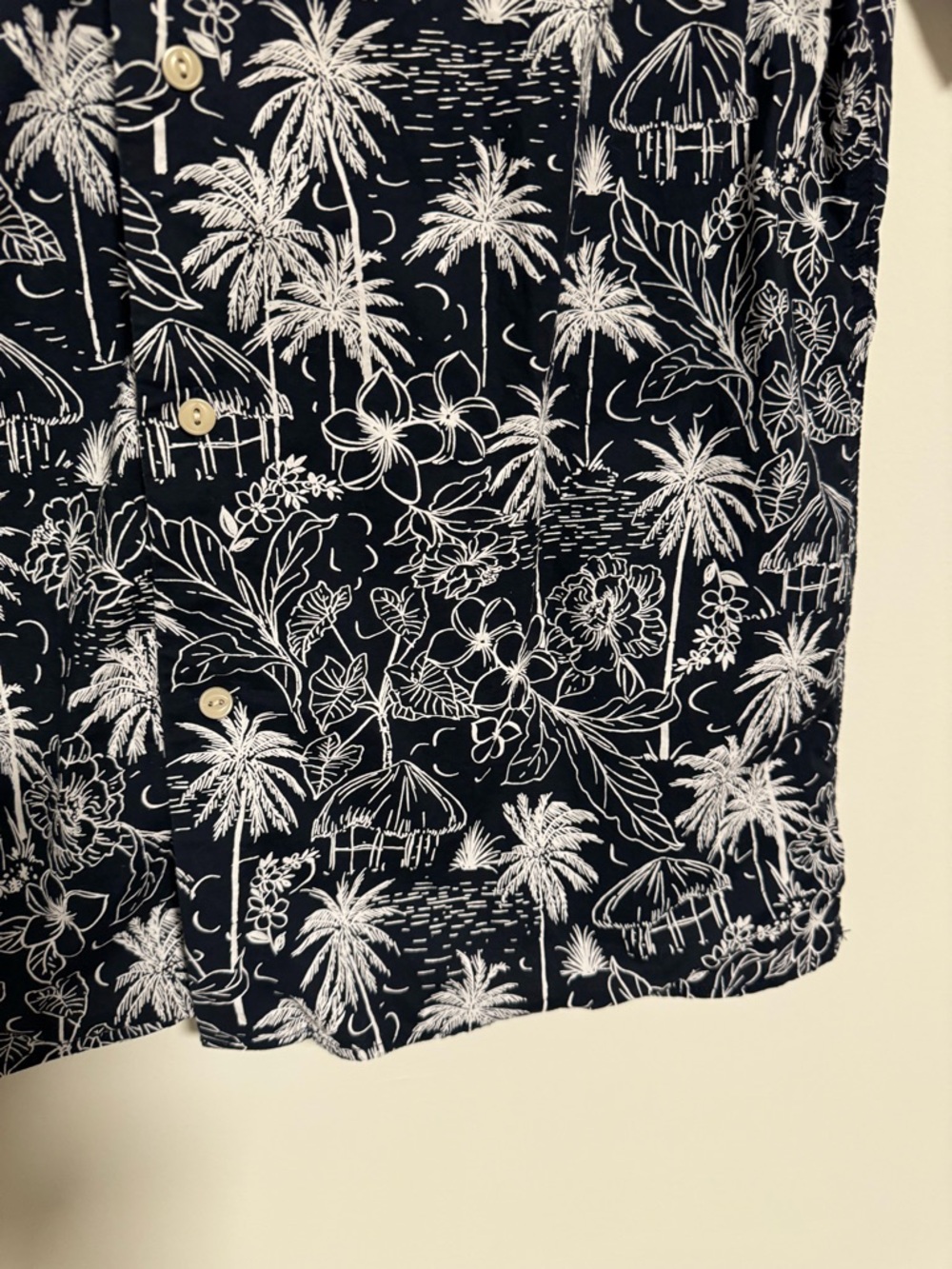 Banana Republic Factory Navy Short-Sleeve Tropical Print Button-Down - Picture 5 of 10